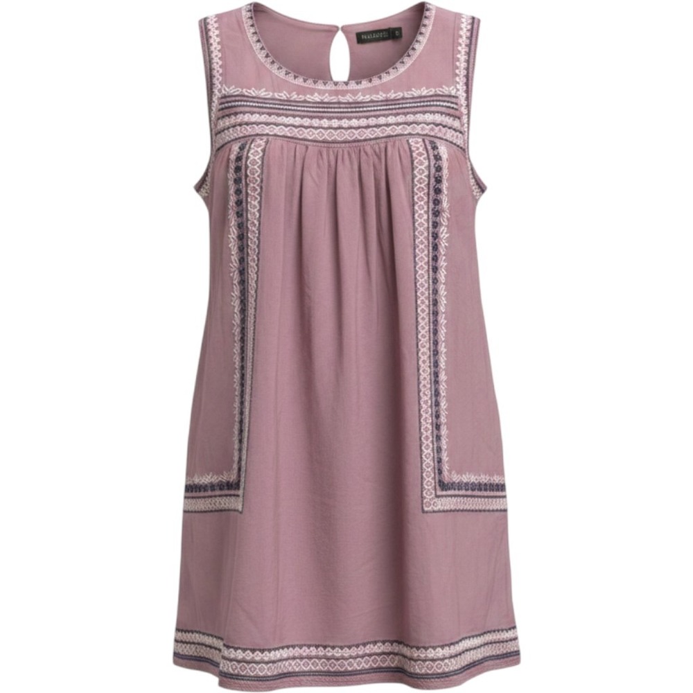 Mikarose Womens Mauve Embroidered Sleeveless Shift Dress Purple Small